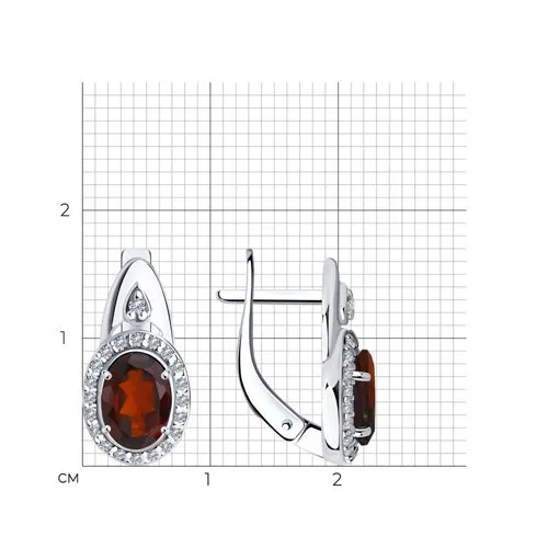 Cercei din argint cu Cubic Zirconia Incolor, Granat