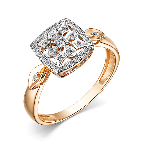 Кольцо из красного золота с камнями Бриллиант