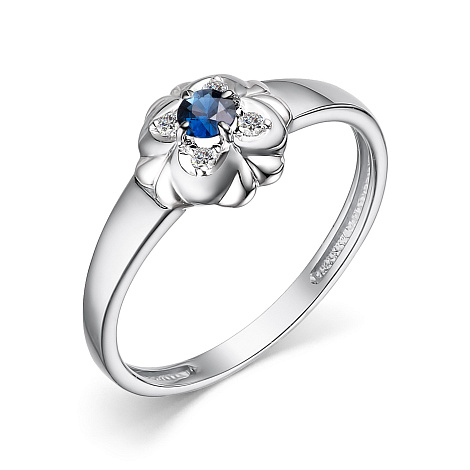 Inel din aur alb cu pietre Diamant, Safir