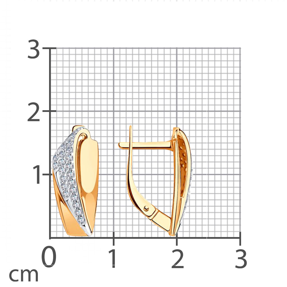 Серьги из красного золота с камнями Фианит