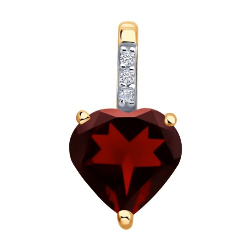 Pandantiv din aur roșu cu pietre Diamant, Granat