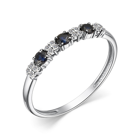 Inel din aur alb cu pietre Diamant, Safir