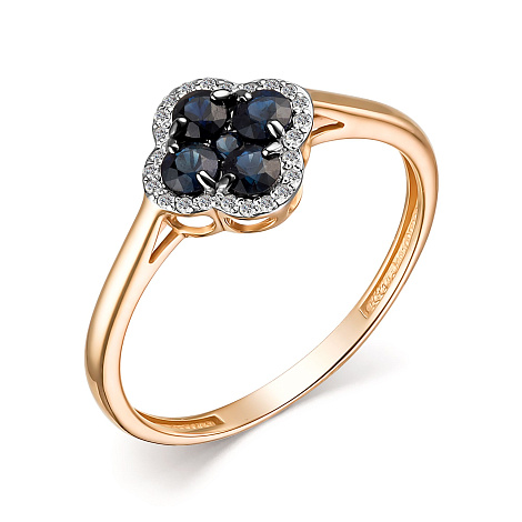 Inel din aur roșu cu pietre Diamant, Safir