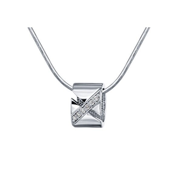 Pandantiv din aur alb cu pietre Diamant