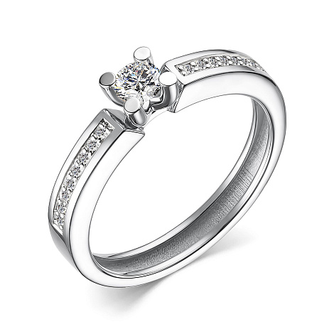 Кольцо из белого золота с камнями Бриллиант