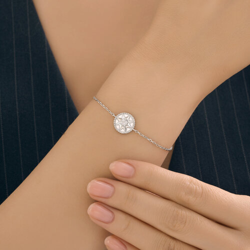 Brățară din argint  cu pietre Cubic Zirconia Incolor, Emailare