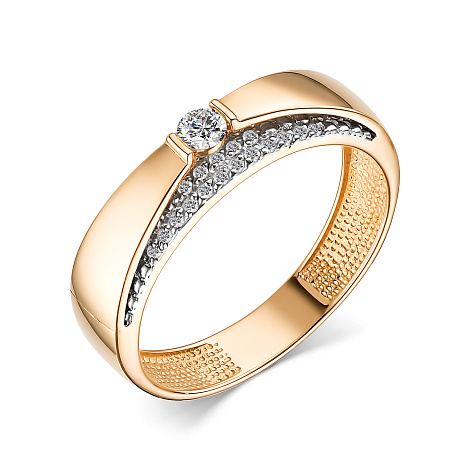 Кольцо из красного золота с камнями Бриллиант