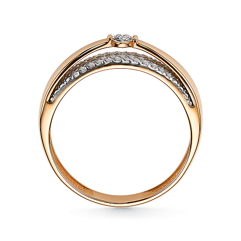 Кольцо из красного золота с камнями Бриллиант