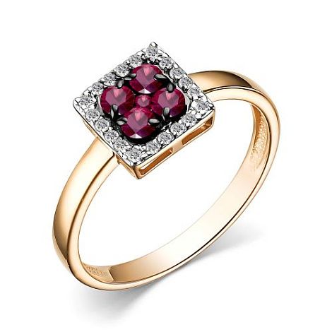 Кольцо из красного золота с камнями Бриллиант, Рубин