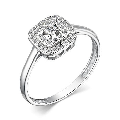 Кольцо из белого золота с камнями Бриллиант