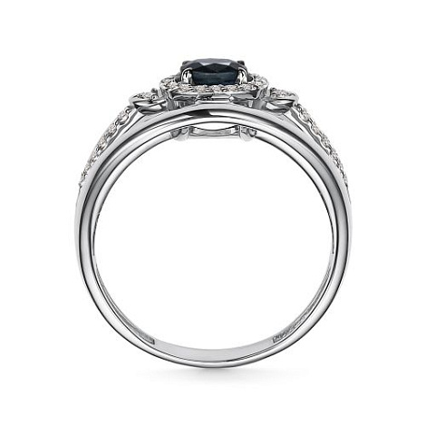 Inel din aur alb cu pietre Diamant, Safir