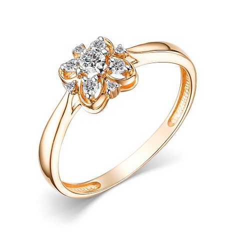 Кольцо из красного золота с камнями Бриллиант