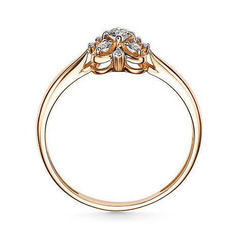 Кольцо из красного золота с камнями Бриллиант