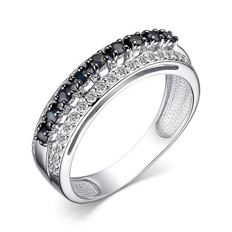 Кольцо из белого золота с камнями Бриллиант, Сапфир
