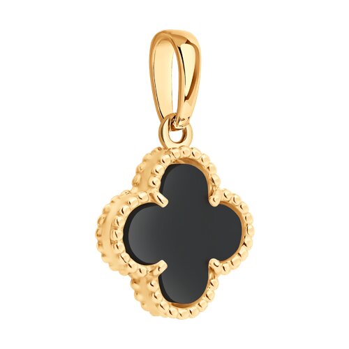 Pandantiv din aur roșu cu pietre Onix negru