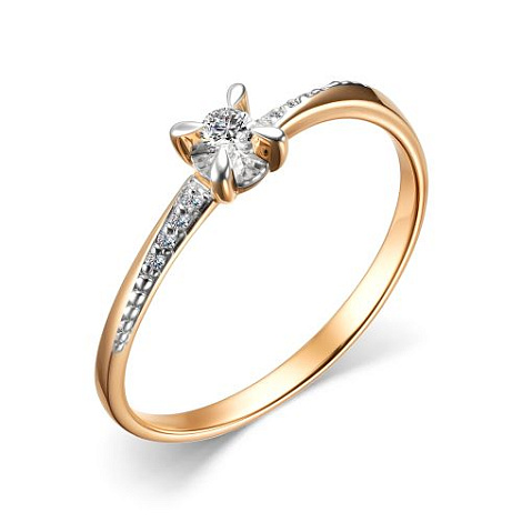 Inel din aur roșu cu pietre Diamant