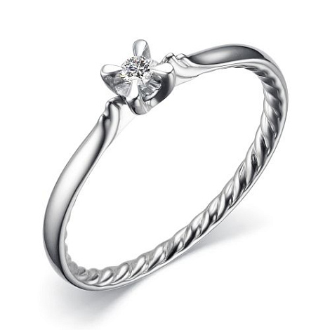 Inel din aur alb cu pietre Diamant