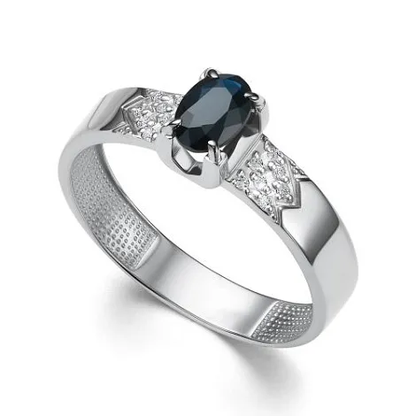 Inel din aur alb cu Diamant, Safir