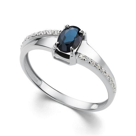 Inel din aur alb cu pietre Diamant, Safir