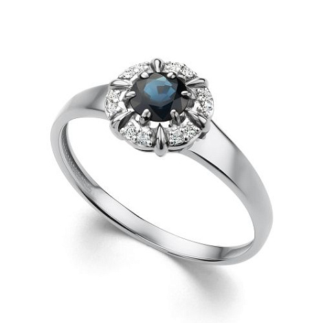 Inel din aur alb cu pietre Diamant, Safir