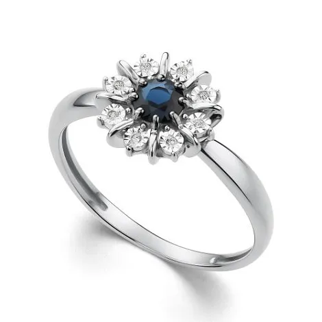 Inel din aur alb cu Diamant, Safir
