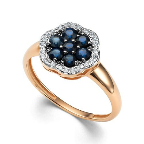 Inel din aur roșu cu pietre Diamant, Safir