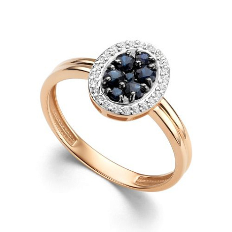 Inel din aur roșu cu pietre Diamant, Safir