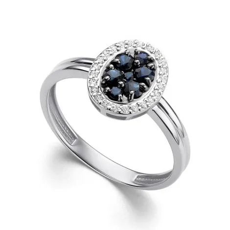 Inel din aur alb cu Diamant, Safir