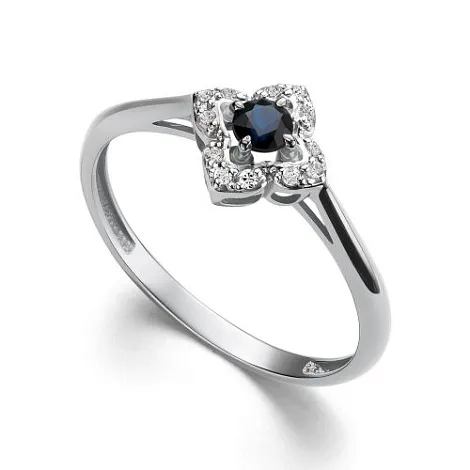 Inel din aur alb cu Diamant, Safir