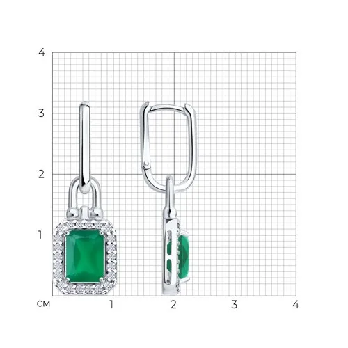 Cercei Creole din argint cu Cubic Zirconia Incolor, Agat verde