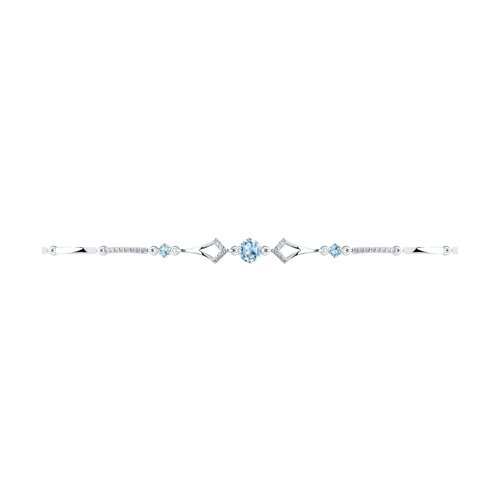Brățară din argint  cu pietre Cubic Zirconia Incolor, Topaz albastru
