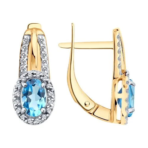 Cercei din aur roșu cu Cubic Zirconia Incolor, Topaz Swiss