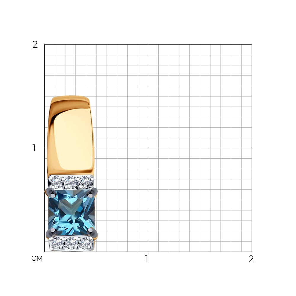 Pandantiv din aur roșu cu pietre Cubic Zirconia Incolor, Topaz London