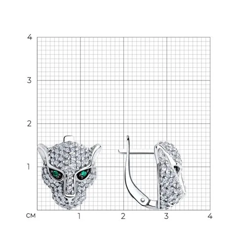 Cercei din argint cu Cubic Zirconia Incolor, Cubic Zirconia Verde