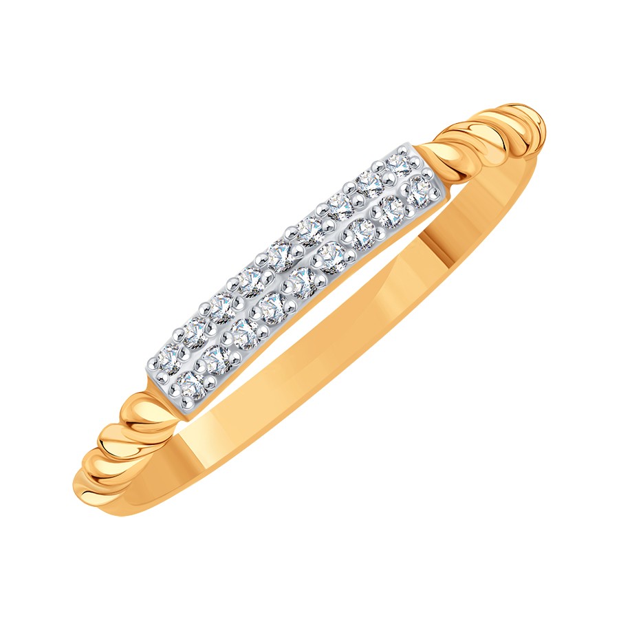 Кольцо из красного золота с камнями Фианит