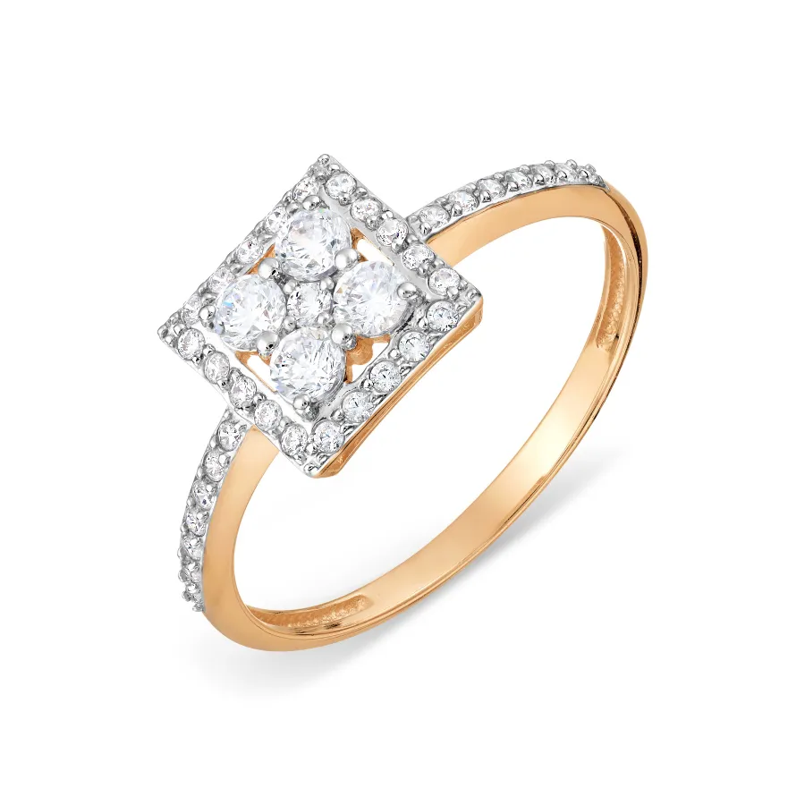 Inel din aur roșu cu Cubic Zirconia Incolor