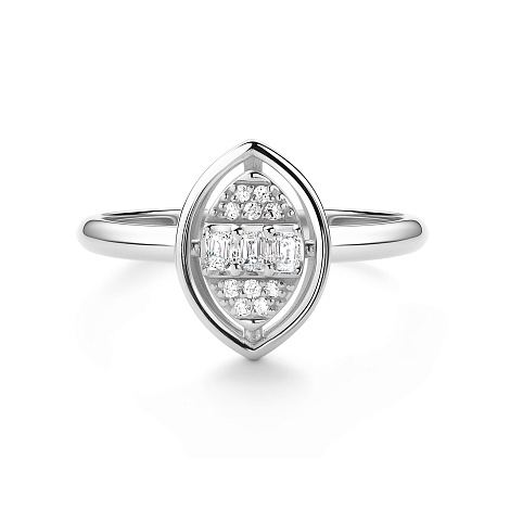 Inel din aur alb cu pietre Diamant