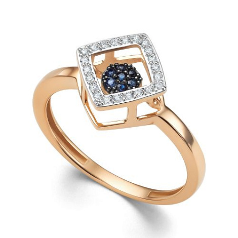 Inel din aur roșu cu pietre Diamant, Safir