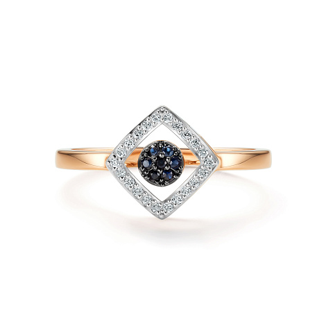 Inel din aur roșu cu pietre Diamant, Safir