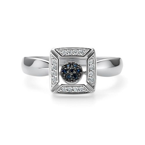 Inel din aur alb cu pietre Diamant, Safir