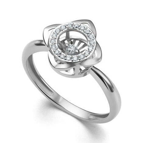 Inel din aur alb cu pietre Diamant