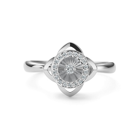 Inel din aur alb cu pietre Diamant