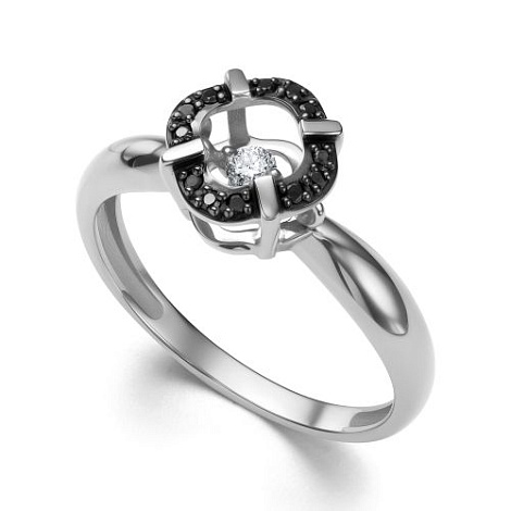 Inel din aur alb cu pietre Diamant, Diamant negru