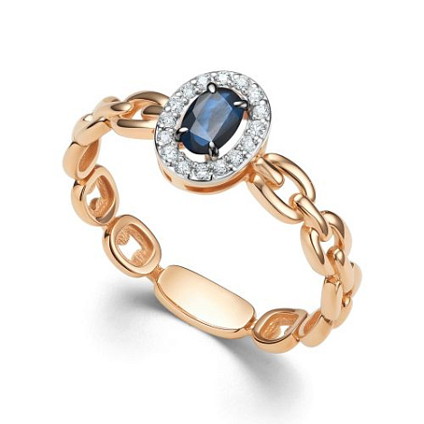 Inel din aur roșu cu pietre Diamant, Safir