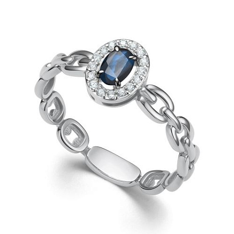 Inel din aur alb cu pietre Diamant, Safir
