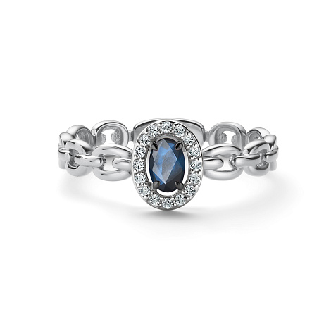 Inel din aur alb cu pietre Diamant, Safir