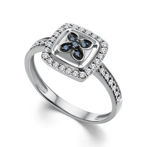 Inel din aur alb cu Diamant, Safir