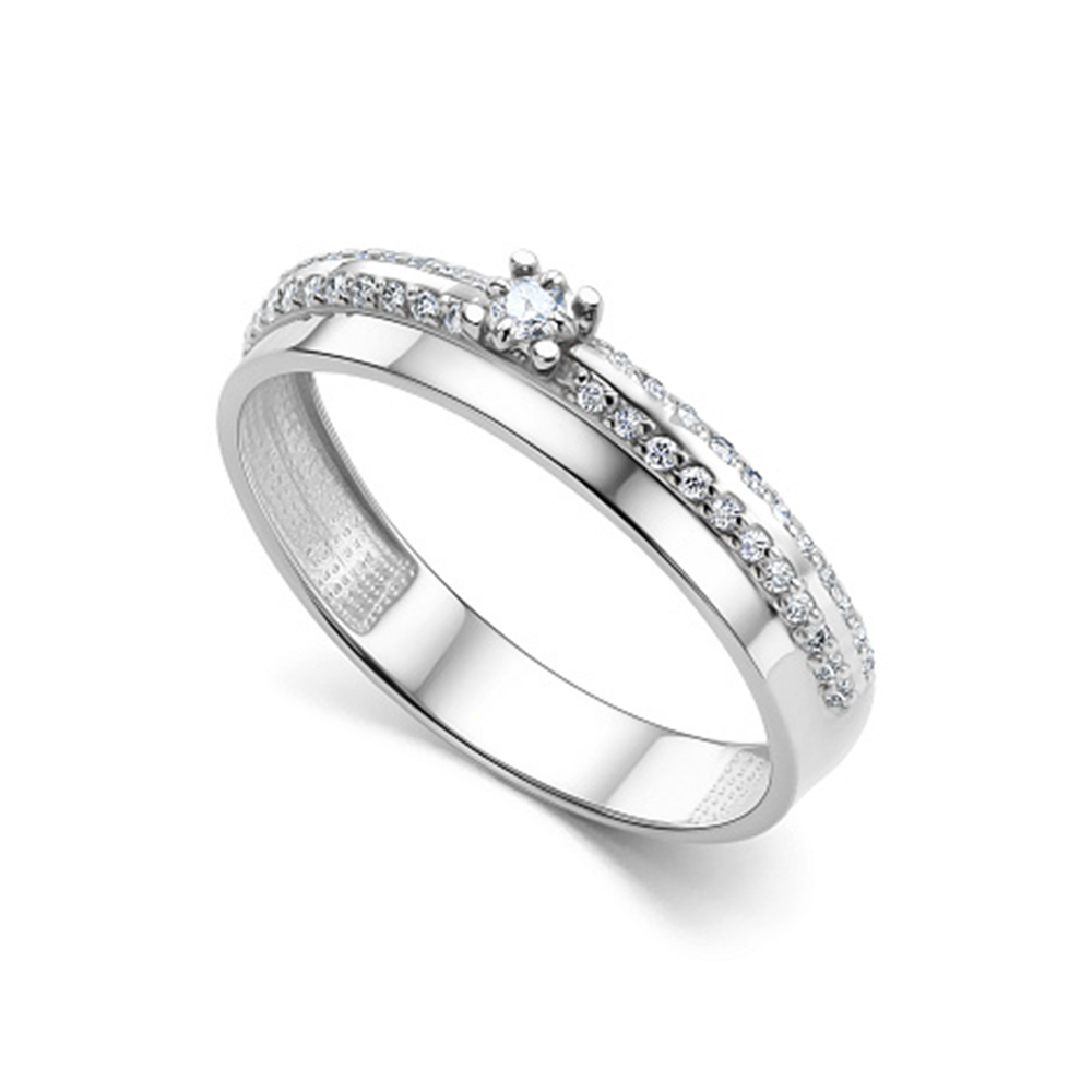 Кольцо из белого золота с камнями Бриллиант