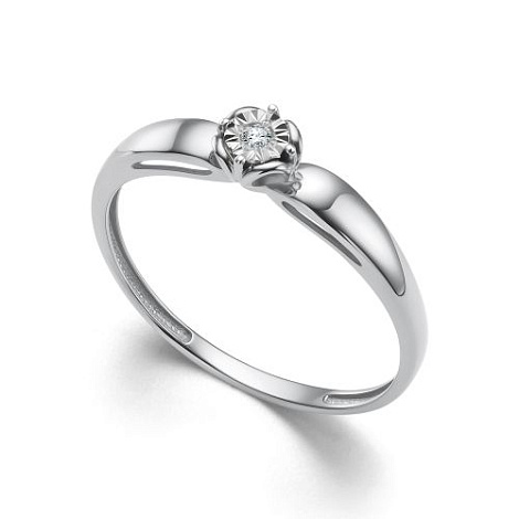 Кольцо из белого золота с камнями Бриллиант