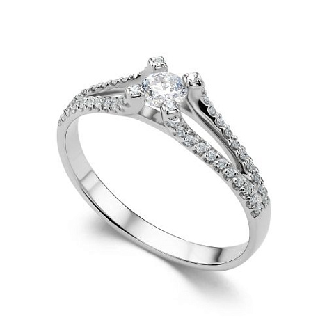 Inel din aur alb cu pietre Diamant